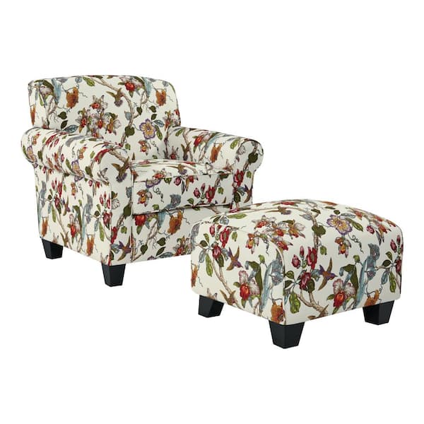 floral chair with ottoman