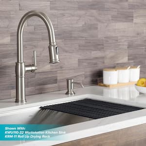 Single-Handle Pull-Down Sprayer Kitchen Faucet with Soap Dispenser and Deck Plate in Spot Free Stainless Steel