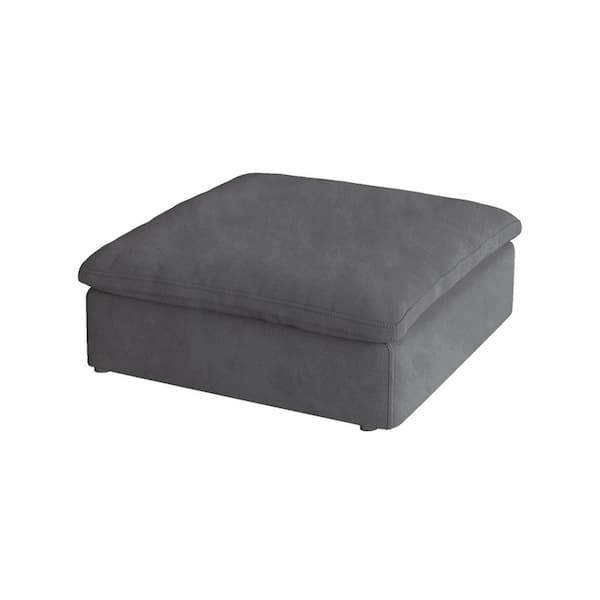 EVERGLADE HOME Kaylene Gray Textured Microfiber Upholstery Ottoman