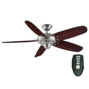 Altura 56 in. Indoor Brushed Nickel Ceiling Fan with Downrod, Remote and Reversible Motor; Light Kit Adaptable