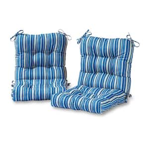 Sapphire Stripe 21 in. x 42 in. Outdoor Dining Chair Cushion (2-Pack)