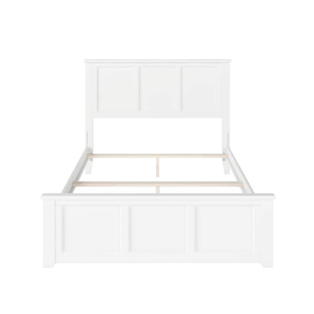 Madison White Full Wood Platform Bed with Headboard and Footboard