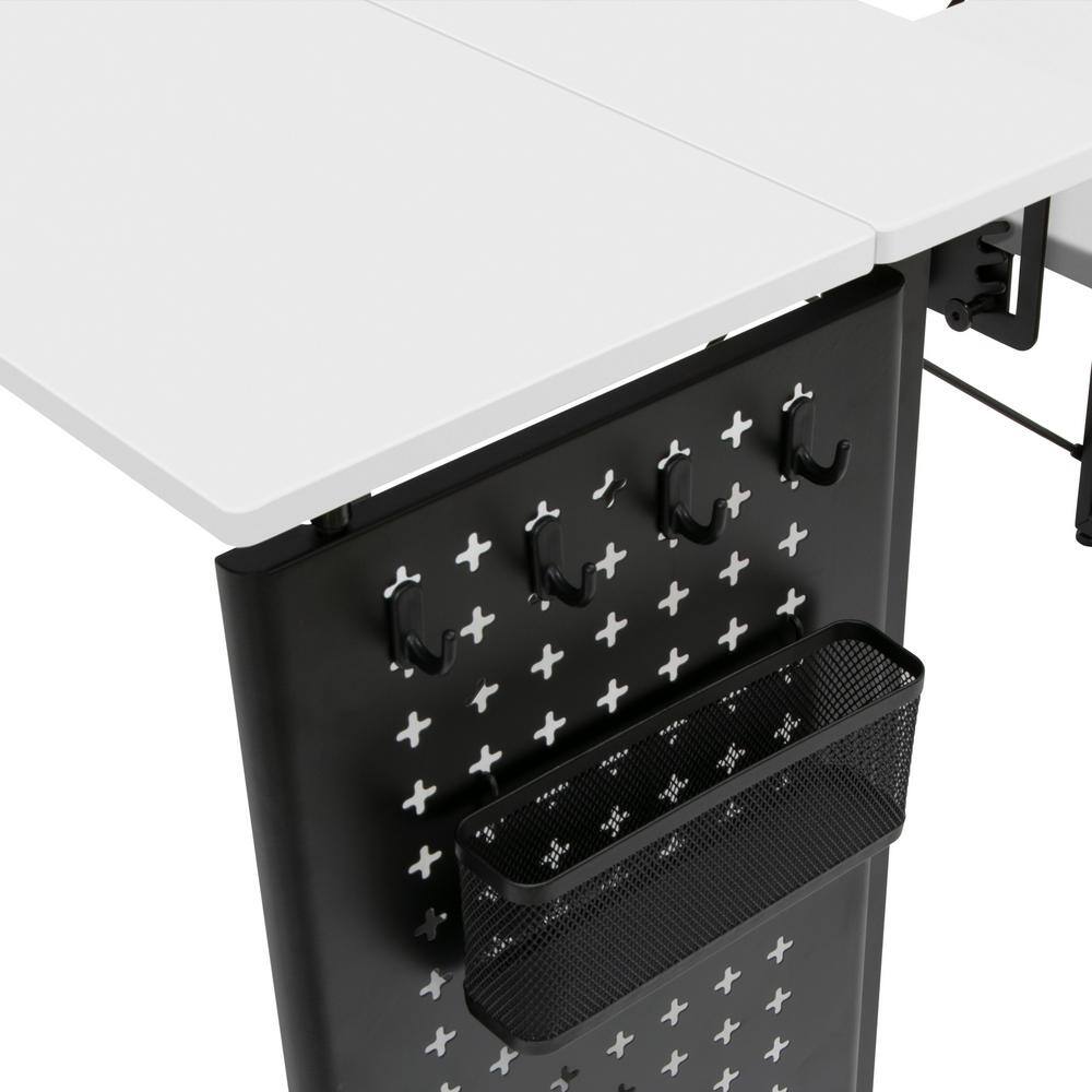 Graphite Black Pivot Sewing Table with Swingout Storage Panel