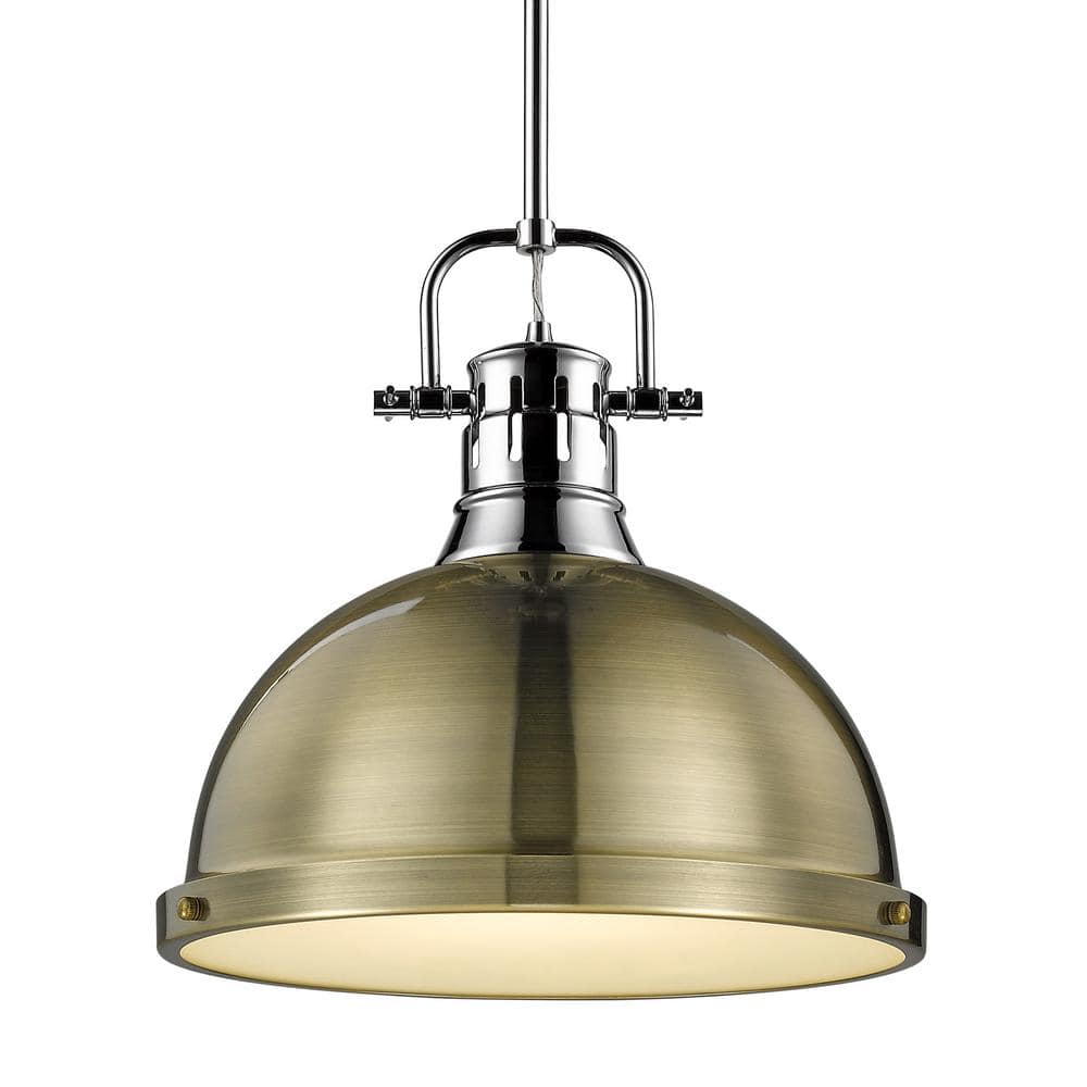 Duncan 1-Light Pendant with Rod in Chrome with an Aged Brass Shade price history on PriceWatchPro