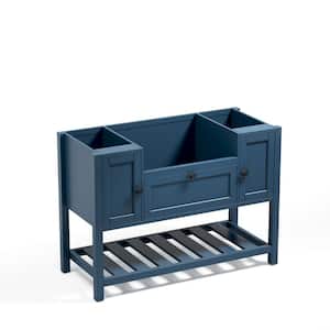 48 in. W x 20 in. D x 34 in. H Bath Vanity Cabinet without Top in Blue with Drawers and Bottom Shelf, Solid Wood