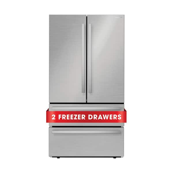 Sharp 36 in. 22.5 Cu Ft Counter-Depth French Door Refrigerator in Stainless  Steel SJG2351FS - The Home Depot