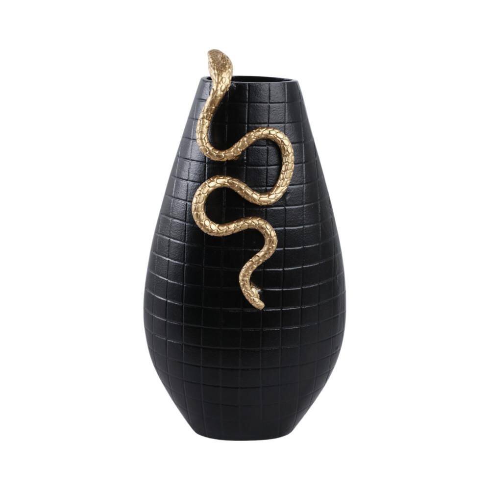 21 in. Black/Gold Metal Round Novelty Curved Snake On Decorative Vase price history on PriceWatchPro