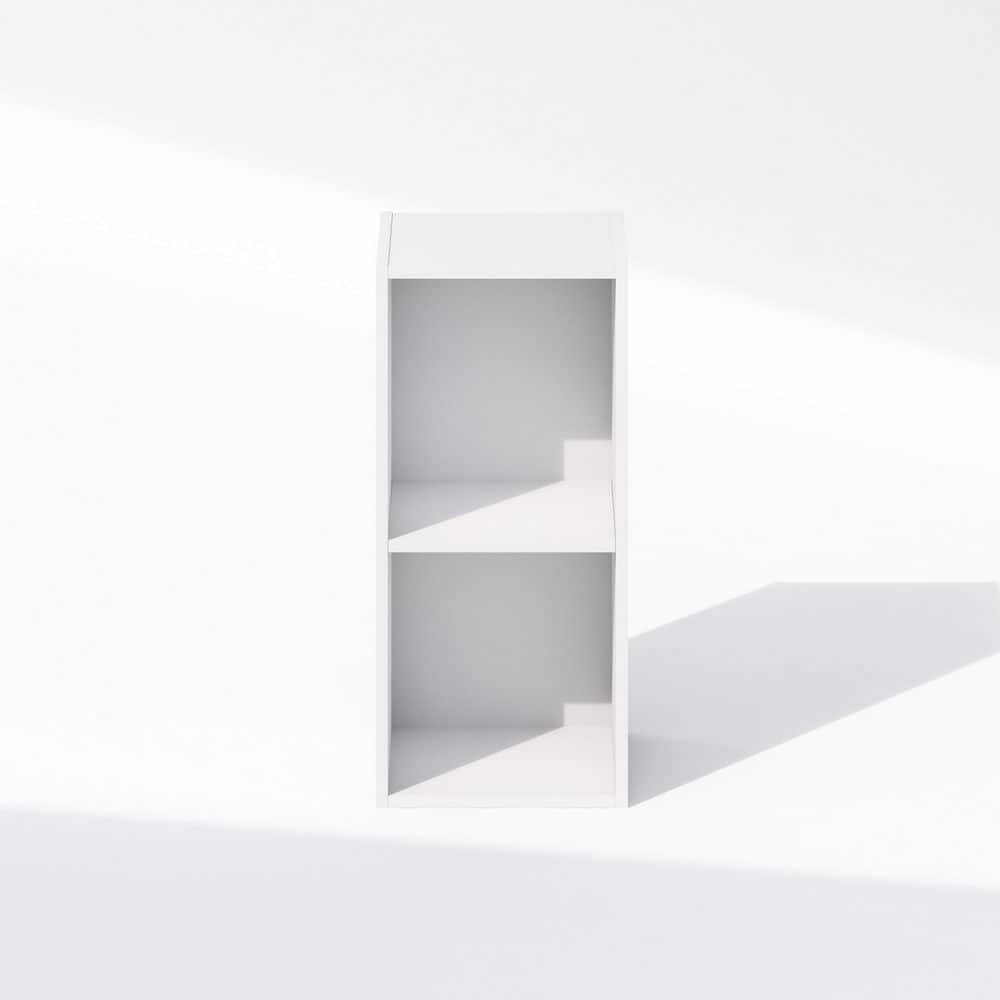White Laminated 2-Tier Freestanding Wood Storage Shelf