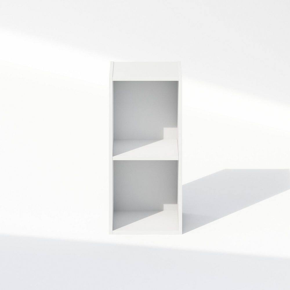 White Laminated 2-Tier Freestanding Wood Storage Shelf
