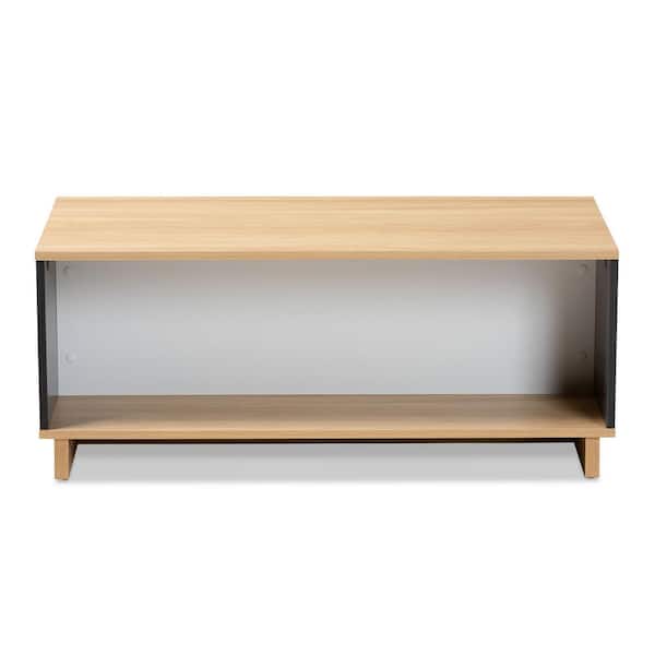 Baxton Studio Marigold 39.4 in. Oak and Grey and White Rectangle Wood Coffee Table