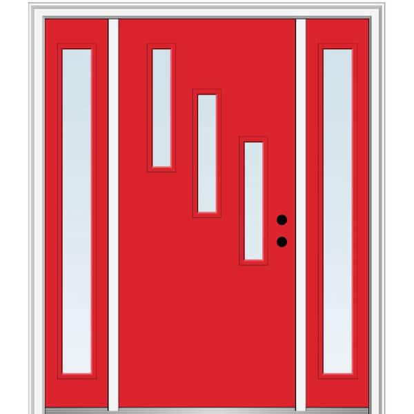 MMI Door 68.5 in. x 81.75 in. Davina Left-Hand Inswing 3-Lite Clear Low-E Painted Fiberglass Prehung Front Door with Sidelites