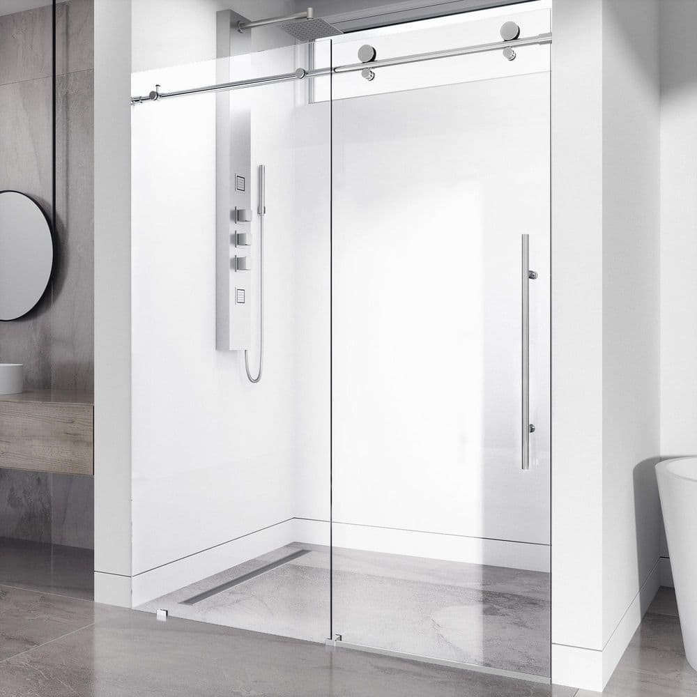Elan E-Class Frameless Chrome Sliding Shower Door with Clear Glass