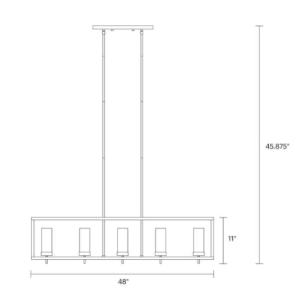 Zire 5 Light Brushed Oil Rubbed Bronze Transitional Dining Room Hanging Island Pendant with Clear Glass Shades