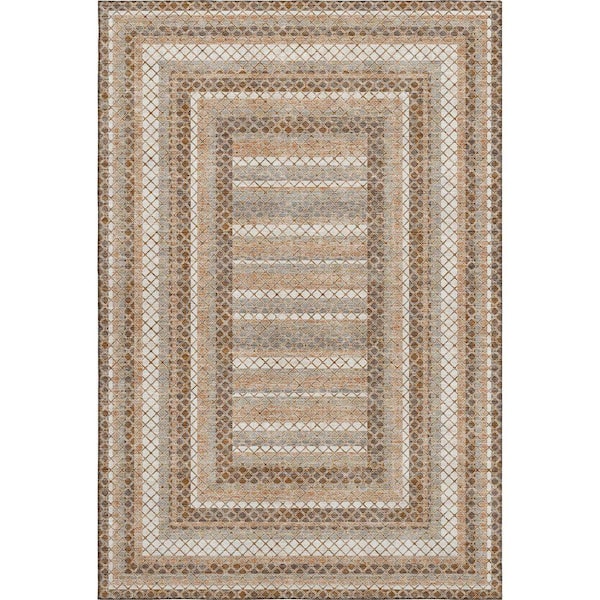 Mayfield Premium Machine Washable Abstract AMF2011 Chocolate 10 ft. x 14 ft. Area Rug