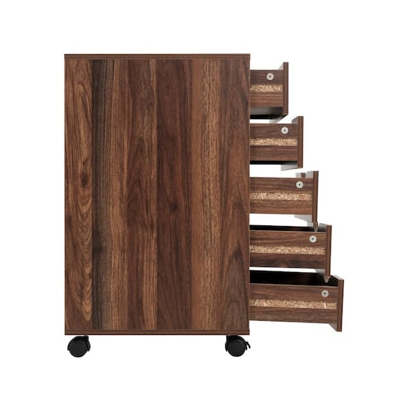 MAYKOOSH 5-Drawer Brown Oak 26 in. H x 16 in. W x 16 in. D Wood