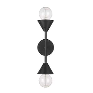 Avery 2-Light Matte Black Plug-In or Hardwire Wall Sconce