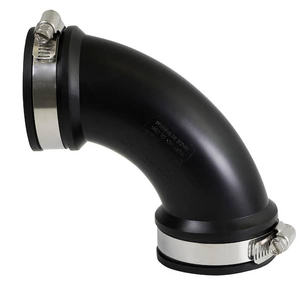 The Plumber's Choice 2 in. 90-Degree Pvc Flexible Elbow Coupling with Stainless Steel Clamps