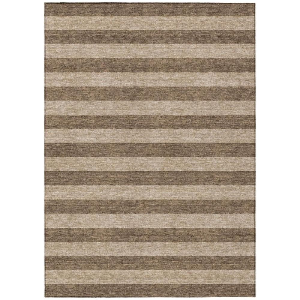 Coffee 8 ft. x 10 ft. Woven Striped Polyester Rectangle Indoor/Outdoor Area Rug price history on PriceWatchPro