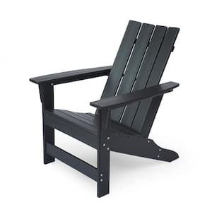 Black HDPE Outdoor Patio Adirondack Chair 1-Piece