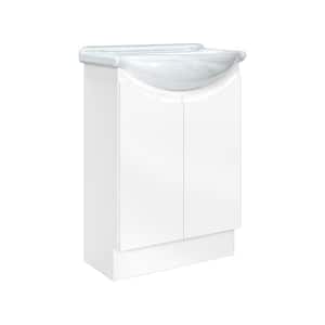 Adley 24 in. W x 17-1/8 in. D Bath Vanity in White Gloss with Porcelain Vanity Top in White with White Basin