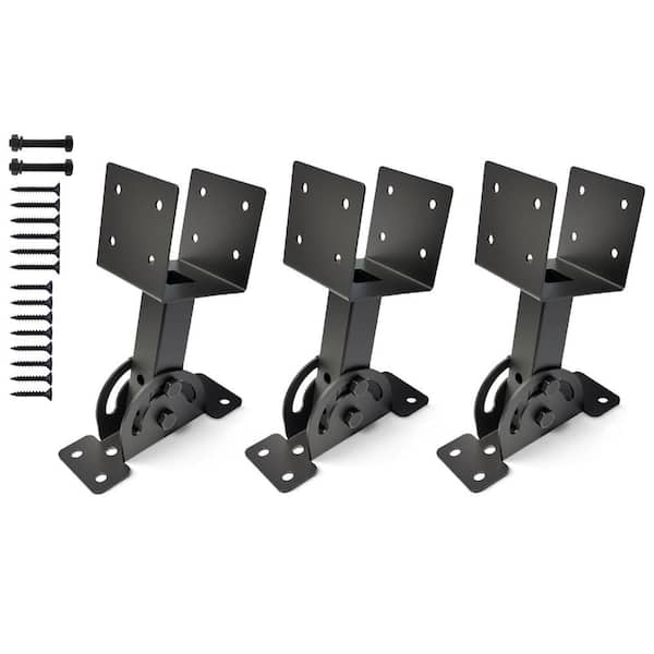 3-Pack Black Powder-Coated 4x4 Adjustable Angle Roof Riser Brackets for ...