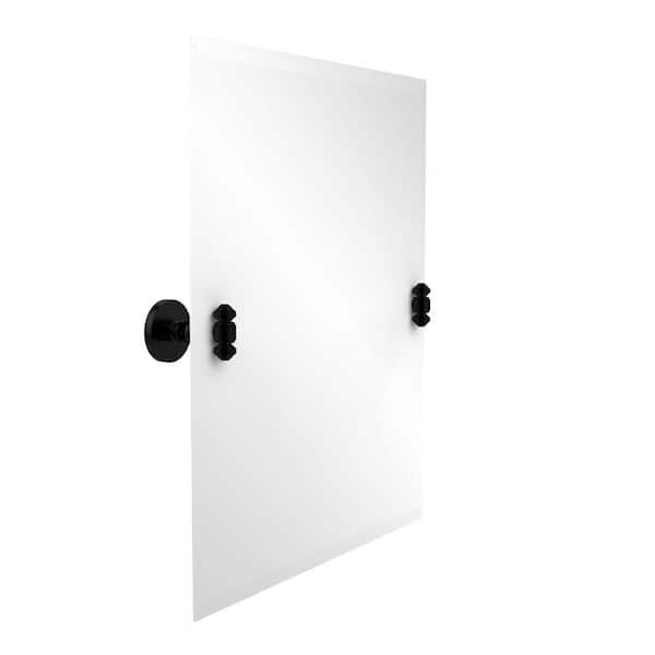 Allied Brass South Beach Collection 21 in. x 26 in. Frameless Rectangular Single Tilt Mirror with Beveled Edge in Matte Black