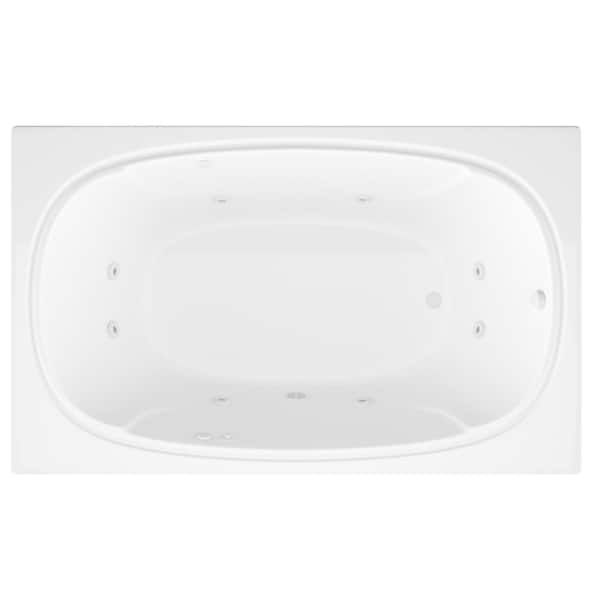 Peridot Series 72 in. x 48 in. Rectangular Whirlpool Bathtub with Left Side Drain and V-Style Back Jets in Glossy White