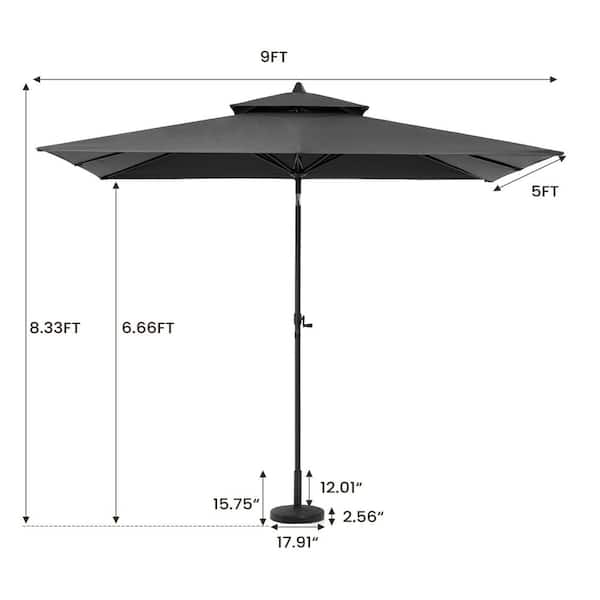 commercial cantilever patio umbrella Menades 10' Square Cantilever Acrylic Double-Sided Commercial Umbrella with Base Frame Color: Black
