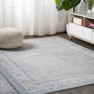Modern Persian Vintage Moroccan Traditional Gray/Blue 5 ft. x 8 ft. Area Rug