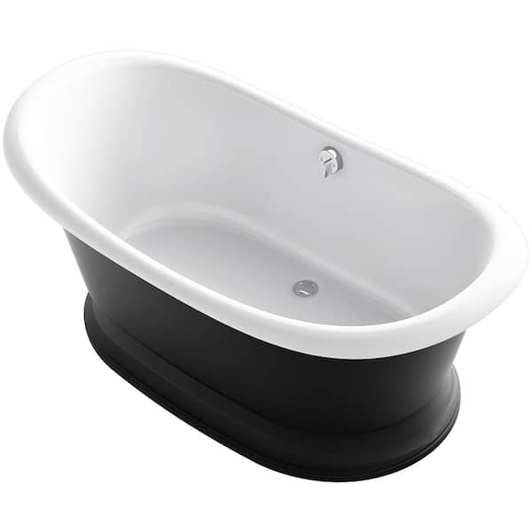 KOHLER Artifacts 66 in. x 32.5 in. Soaking Bathtub with Center Drain in White with Iron Gate Exterior