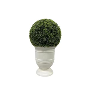 24 in. Artificial Ball Spiral Topiary in White Pot for Indoor and Outdoor