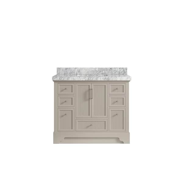 Willow Collections Alys 42 in. W x 22 in. D x 36 in. H Single Sink Bath Vanity in Fine Grain with 2 in. Carrara Marble Top