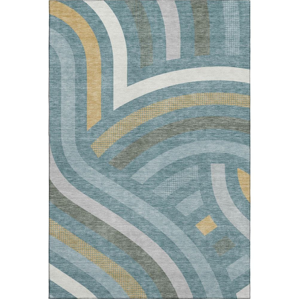 Mayfield Premium Machine Washable Abstract AMF2467 Teal 10 ft. x 14 ft. Area Rug price history on PriceWatchPro
