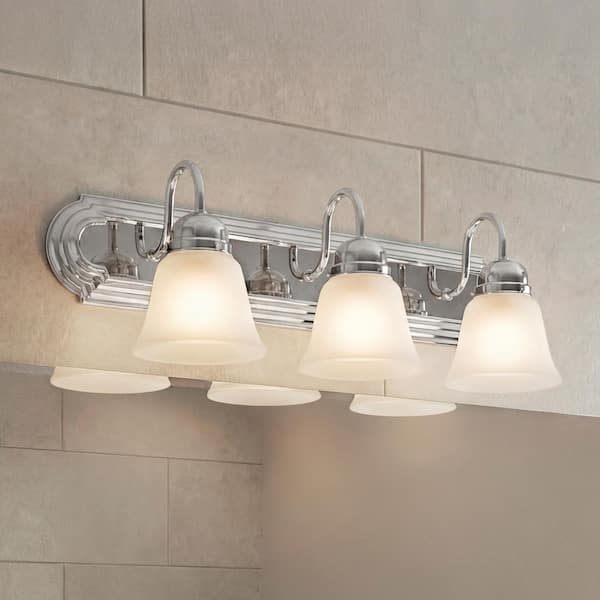 Independence 24 in. 3-Light Chrome Traditional Bathroom Vanity Light with Frosted Glass Shade
