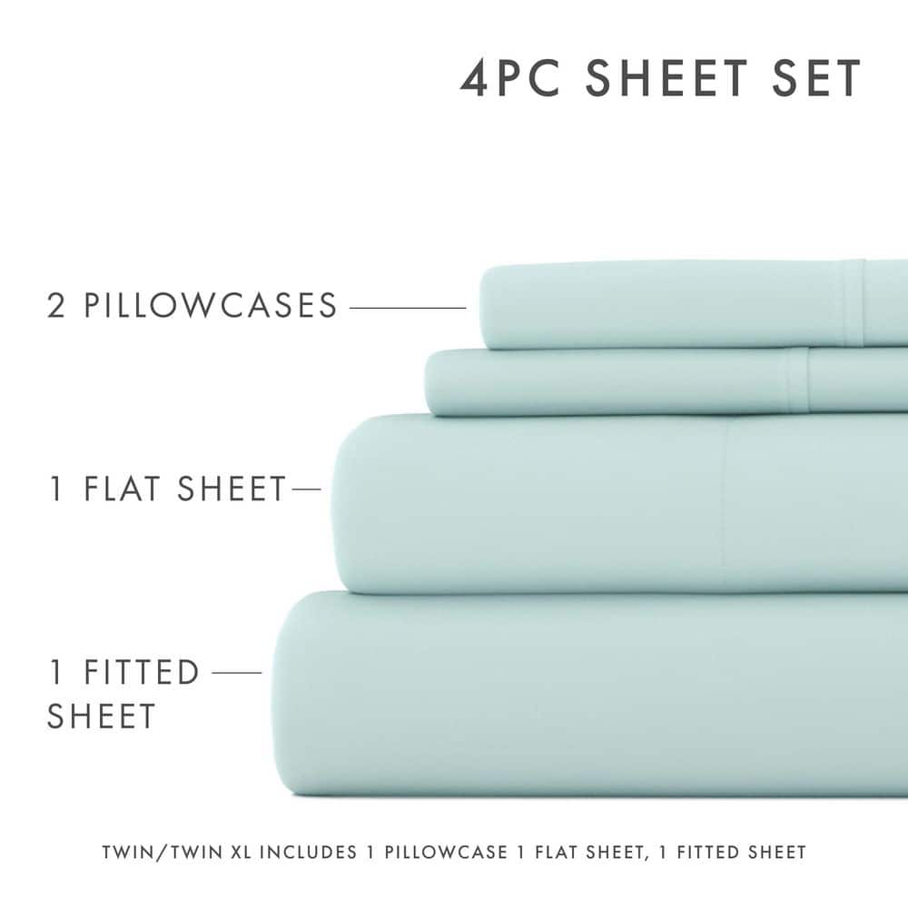 Aqua Twin XL Deep Pocket Microfiber Sheet Set