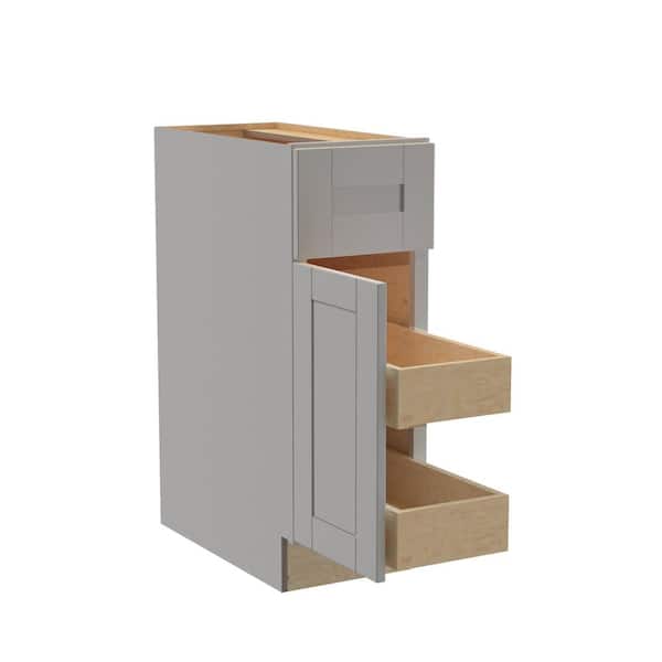 Home Decorators Collection Washington Veiled Gray Plywood Shaker Assembled Base Kitchen Cabinet FH 2 ROT Sft Cls L 12 in W x 24 in D x 34.5 in H