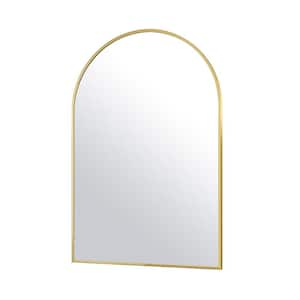 26.1 in. W x 37.8 in. H Arch Metal Framed Wall Bathroom Vanity Mirror Gold