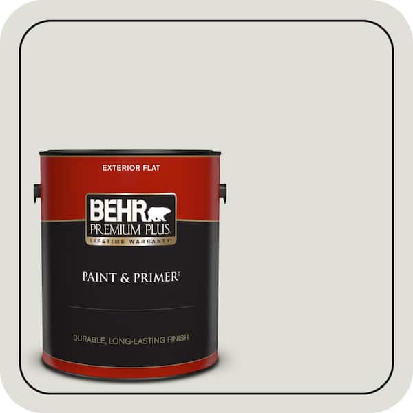 BEHR PREMIUM PLUS 1 gal. #N370-1 Roadster White Flat Exterior Paint & Primer