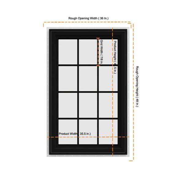JELD-WEN 36 in. x 48 in. V-4500 Series Black FiniShield Vinyl Left