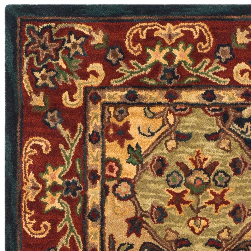 Beige & Burgundy Hand-Tufted Wool Rectangular Area Rug, 4' x 6'