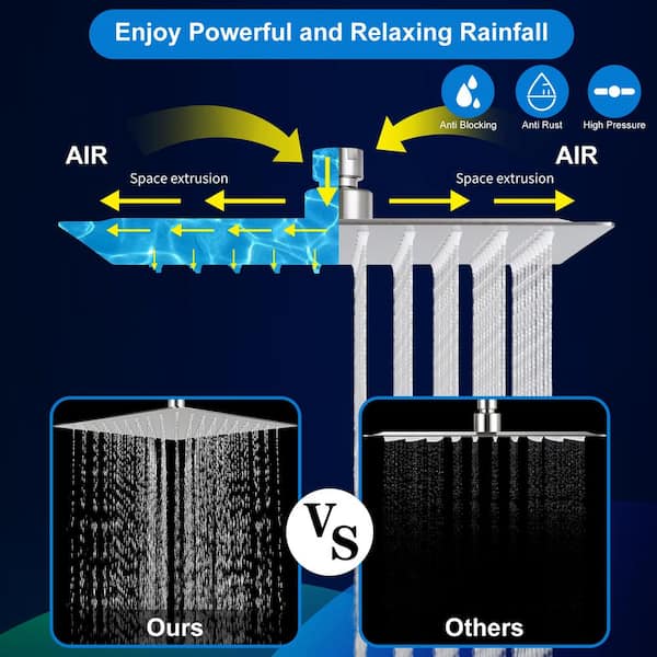 8-Spray Patterns 8 in. Wall Mount Dual Shower Head and Handheld Shower Head 2.2 GPM with Waterfall in Brushed Nickel