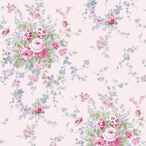 Rachel Ashwell Garden Floral Pink Blue Wallpaper Sample