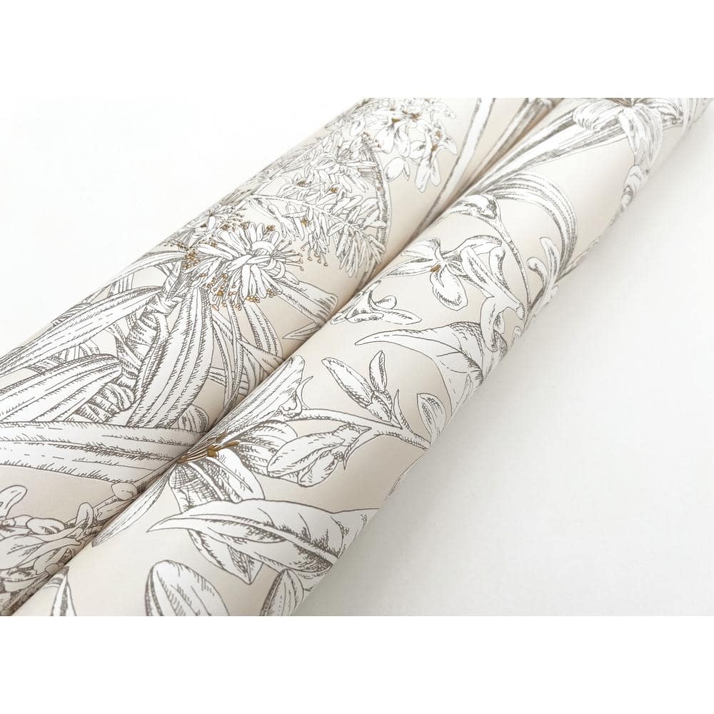 Beige and Taupe Floral Conservatory Toile Wallpaper