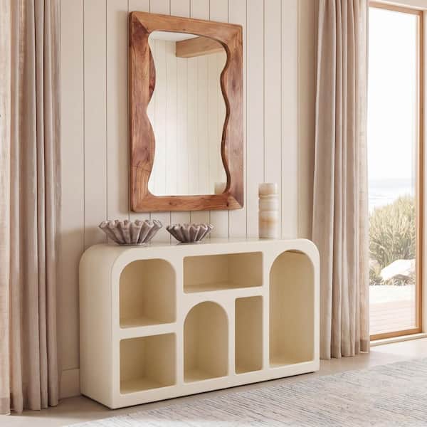 Nefeli 47.3 in. Ivory Accent Wood Console Table with 6 Compartments