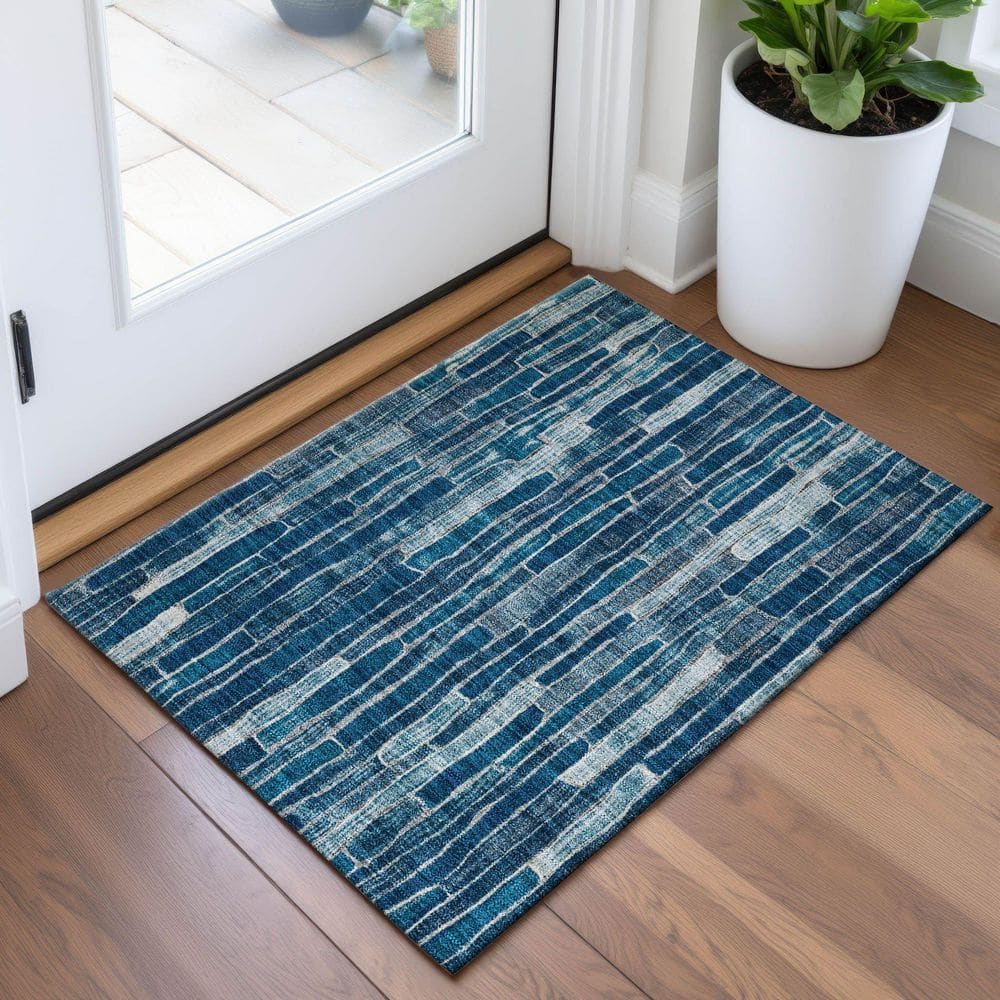 Mayfield Premium Machine Washable Abstract AMF1301 Blue 2 ft. x 3 ft. Area Rug price history on PriceWatchPro