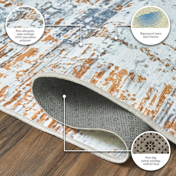 Aurora Abstract Multicolor Washable Rug 5 ft. x 7 ft. Area Rug