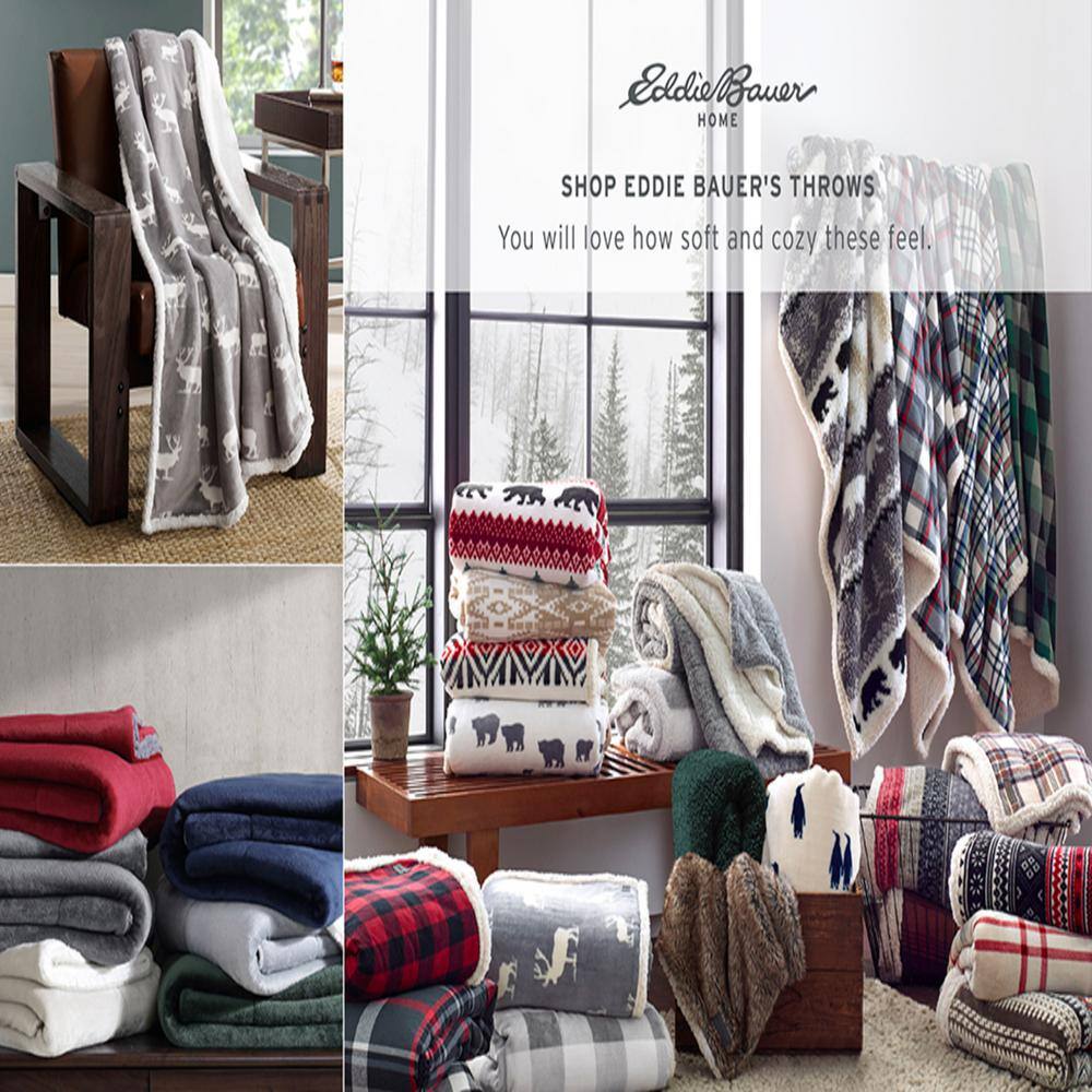 Fair Isle Green Sherpa Reversible Plush Throw Blanket
