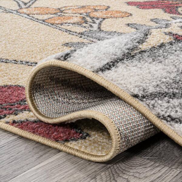 JONATHAN Y Dizi Yellow/Ivory/Red 3 ft. x 5 ft. Modern Botanical