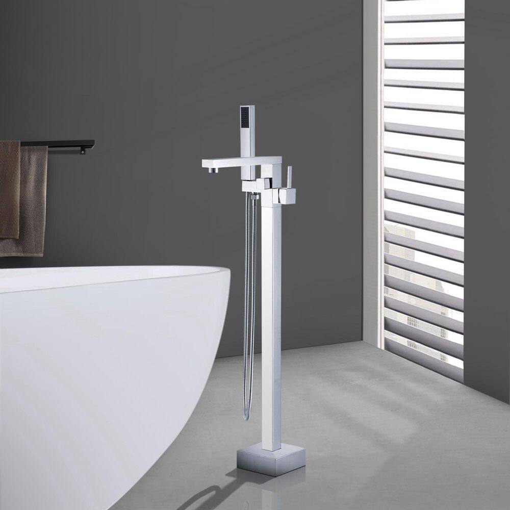 Single-Handle Freestanding Bathtub Faucet with Hand Shower Head in Chrome price history on PriceWatchPro