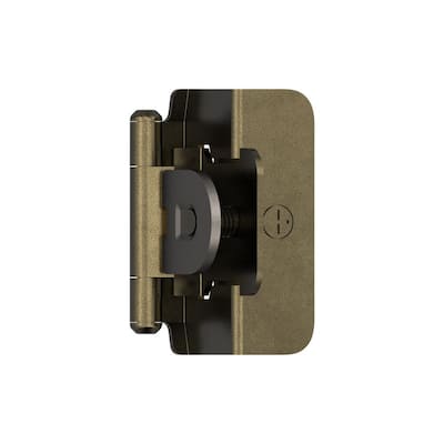Burnished Brass 1/2 in. Overlay Double Demountable Cabinet Hinge (2-Pack)